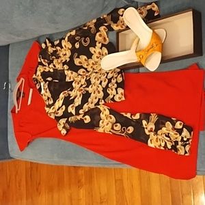 Y2K Classic Bright Red Express Vintage Wrap Dress size Extra Small